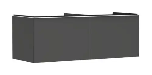 Waschtischunterschrank in Diamantgrau Matt von Hansgrohe, ausgestattet mit zwei Schubkästen, geeignet für einen Aufsatzwaschtisch, schlichtes Design ohne erkennbare Maße.